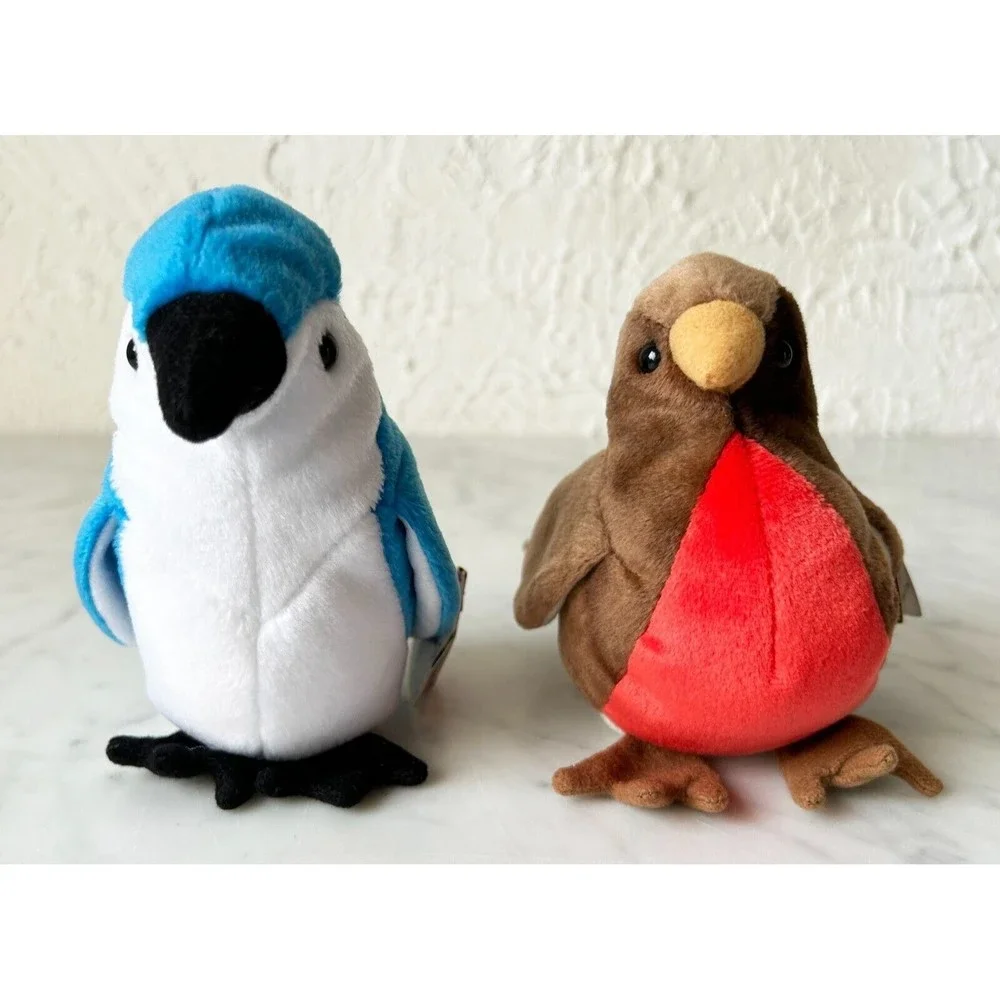 TY Early Robin & Rocket Blue Jay Beanie Baby 1997 Vintage Beanie Babies